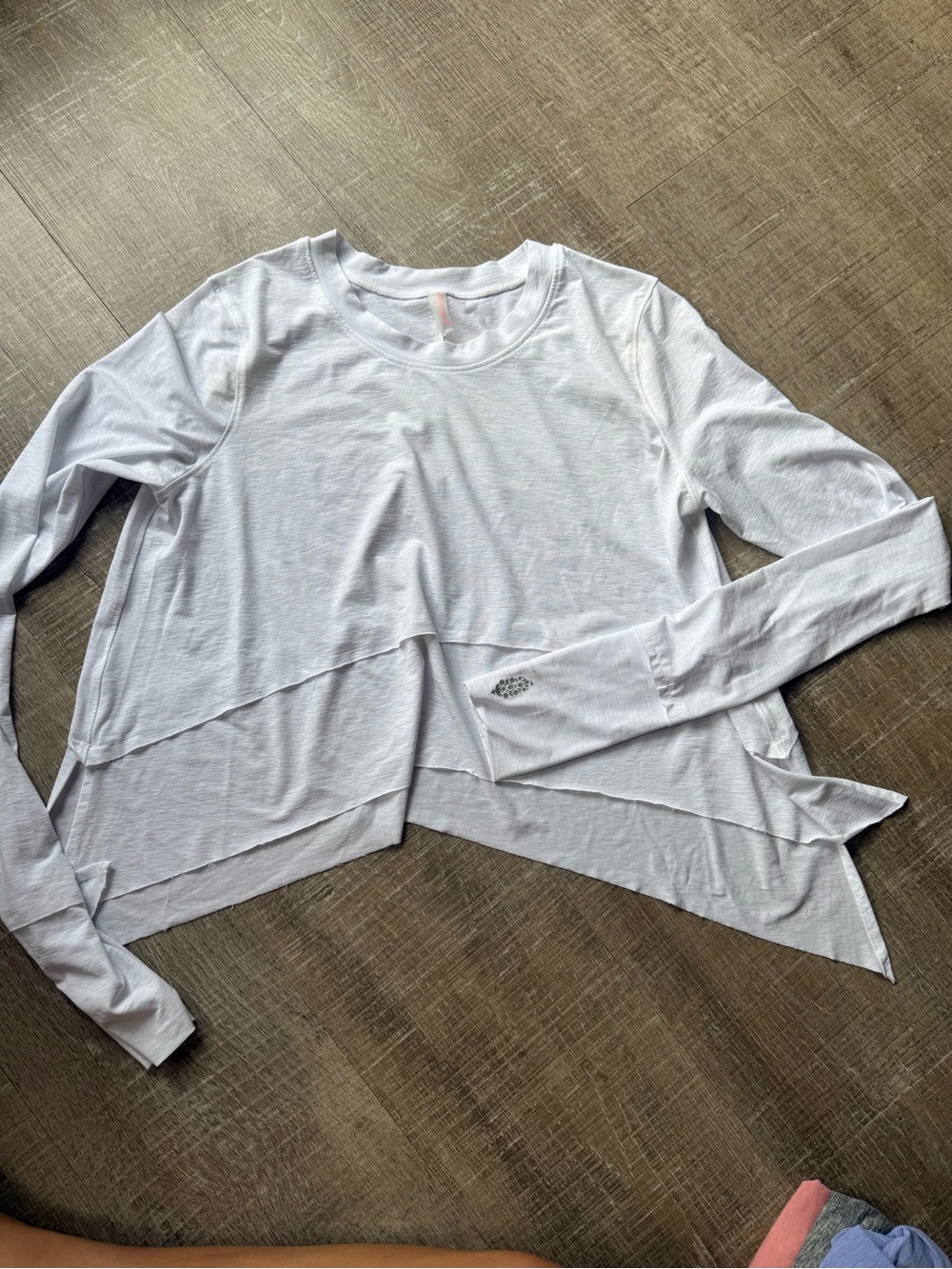 FP Movement by Free People White Layered Asymmetrical Long Sleeve Tee